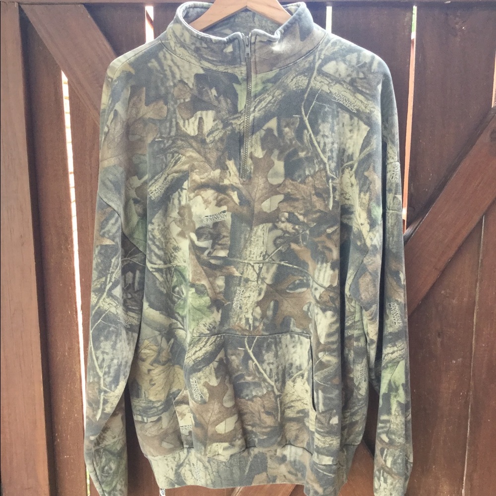 Vintage Jerzees Outdoors Mens 1/4 Zip Jacket Camo